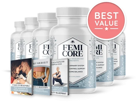 FemiCore 6-bottle best value package with 3 free bonus guides